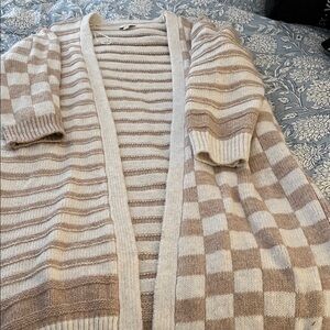 Topshop Cream and Tan Knit Cardigan